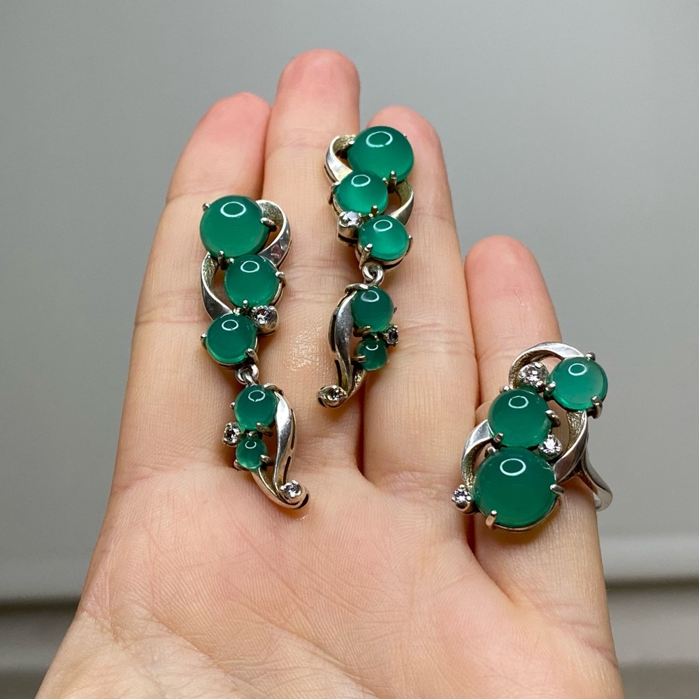 Silver earrings and ring, natural stones! New!